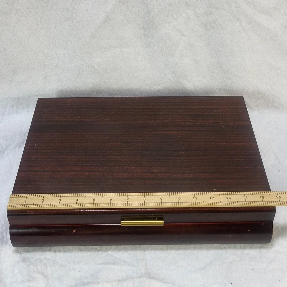 Vintage 1847 Rogers Bros. Silverware Wood Red Felt Lined Empty Storage Case Box